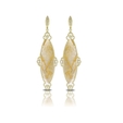 1.92ct Doves Diamond, Ritualated Quartz, 18k Yellow Gold Dangle Earrings