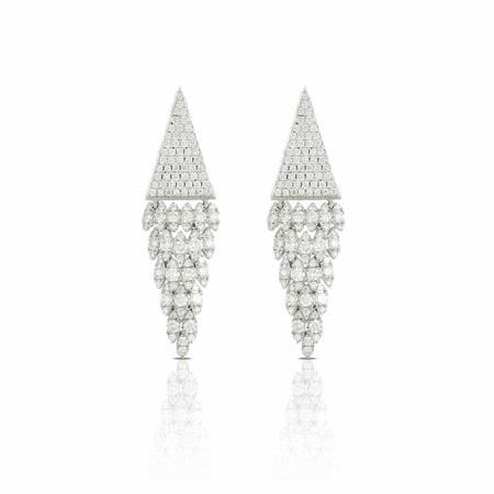 Doves Diamond 18k White Gold Dangle Earrings