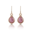 .63ct Doves Diamond, Pink Mother of Pearl and Amethyst, 18k Rose Gold Dangle Earrings