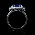 .42ct Diamond Tanzanite and Aquamarine 18k White Gold Ring