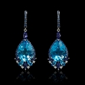 Diamond Sapphire Blue Topaz and Iolite 18k White Gold Dangle Earrings