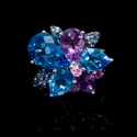 Sapphire Blue Topaz and Amethyst 18K White Gold Ring
