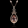 Diamond Morganite and Black Rhodium 14k Rose Gold Pendant