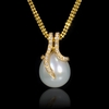 Diamond White South Sea Pearl 18k Yellow Gold Necklace