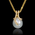 .20ct Diamond White South Sea Pearl 18k Yellow Gold Necklace.