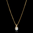 .20ct Diamond White South Sea Pearl 18k Yellow Gold Necklace.