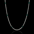 8.22ct Diamond and Emerald 18k White Gold Necklace