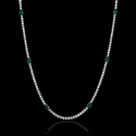Diamond and Emerald 18k White Gold Opera Necklace
