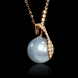 .19ct Diamond South Sea Pearl 18k Rose Gold Pendant Necklace.