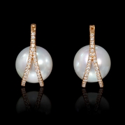 Diamond and South Sea Pearl 18k Rose Gold  Earrings