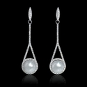 Diamond and South Sea Pearl 14k White Gold Dangle Earrings