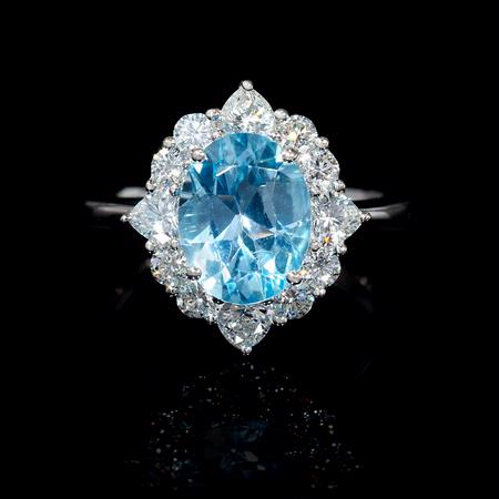 Diamond and Blue Topaz Platinum Ring