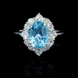1.16ct Diamond and Blue Topaz Platinum Ring