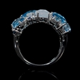 8.54ct Blue Topaz and Chalcedony 14k White Gold Ring