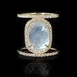.30ct Diamond White Topaz over Opal 14k Yellow Gold Ring