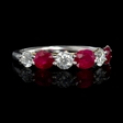 .75ct Diamond and Ruby Round Brilliant Cut 18k White Gold Ring