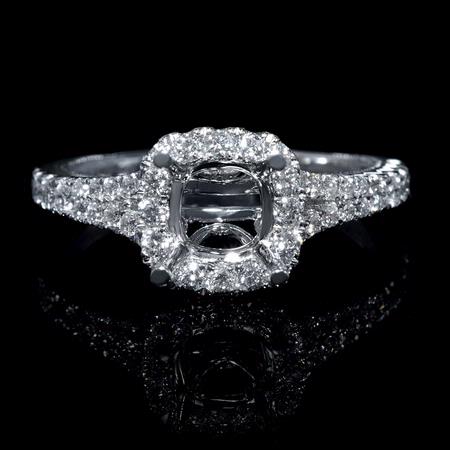 .51ct Diamond 18k White Gold Halo Engagement Ring Setting