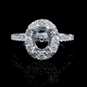 Diamond Antique Style Oval Halo 18k White Gold Engagement Ring Setting