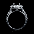 1.32ct Diamond 18k White Gold Antique Style Halo Engagement Ring Setting