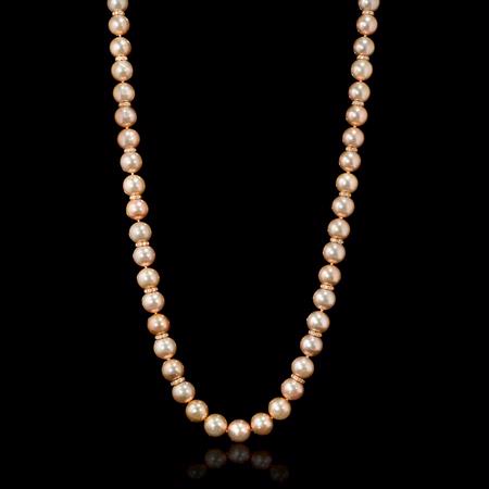 Diamond and Pink Freshwater Pearl Antique Style 14k Rose Gold Necklace