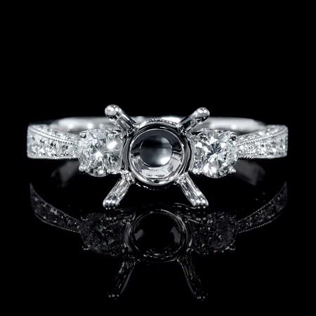 Diamond Antique Style 18k White Gold Engagement Ring Setting