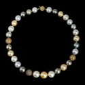 Diamond Multi-Colored South Sea Pearl 18k Yellow Gold Necklace