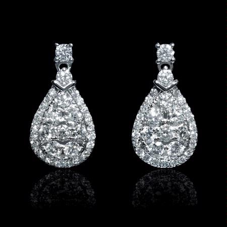Diamond  18k White Gold Dangle Earrings