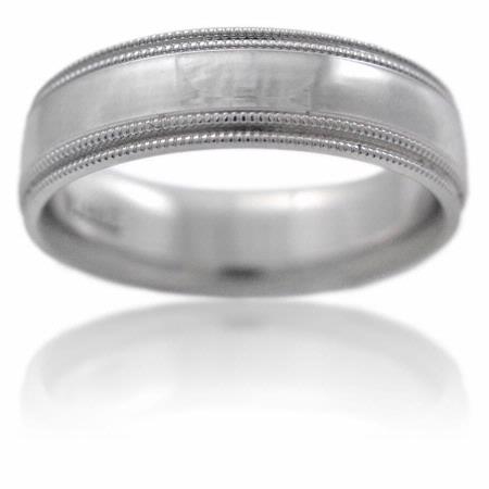 Men's Antique Style 14k White Gold Comfort Fit Wedding Band Ring