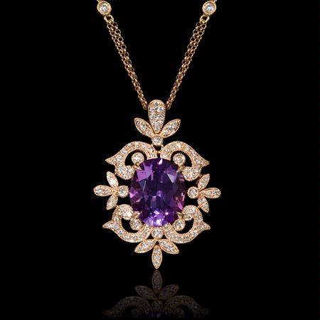 .51ct Diamond and Purple Amethyst 18k Rose Gold Pendant