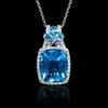Diamond Blue Topaz and Tanzanite 18k White Gold Pendant Necklace