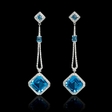 .77ct Diamond and Blue Topaz 18k White Gold Dangle Earrings