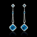 Diamond and Blue Topaz 18k White Gold Dangle Earrings