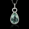 Diamond and Green Amethyst 14k White Gold Pendant Necklace