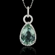0.33ct Diamond and Green Amethyst 14k White Gold Pendant Necklace