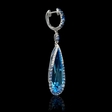 0.34ct Diamond Blue Sapphire and Blue Topaz 18k White Gold Dangle Earrings