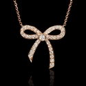 Diamond 18k Rose Gold Bow Pendant Necklace