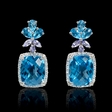 .39ct Diamond Blue Topaz and Tanzanite 18k White Gold Dangle Earrings