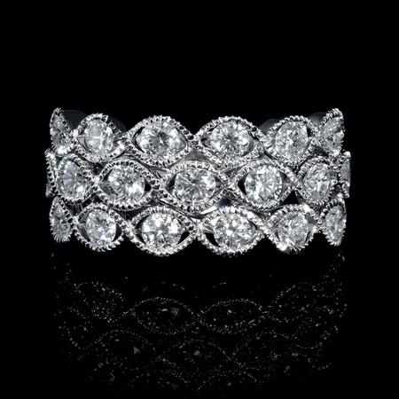 Diamond Antique Style 18k White Gold Ring