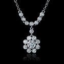 Diamond Antique Style 18k White Gold Pendant Necklace