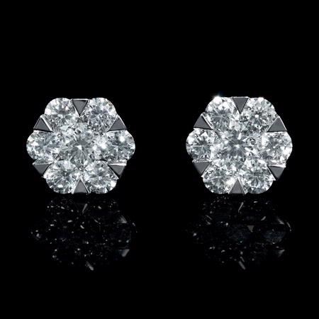 2ct Diamond 18k White Gold Cluster Earrings