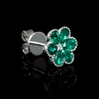 .07ct Diamond and Emerald Antique Style 18k White Gold Floral Cluster Flower Earrings
