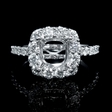 1.23ct Diamond Antique Style 18k White Gold Halo Engagement Ring Setting