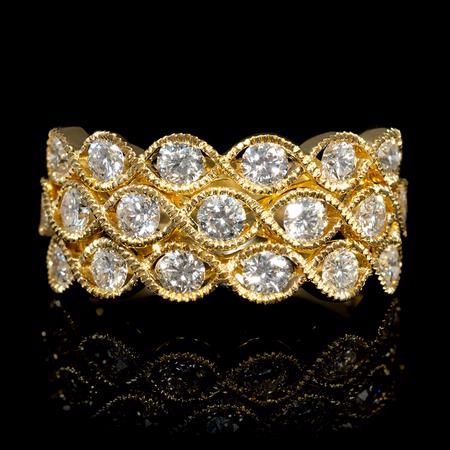 1.33ct Diamond Antique Style 18k Yellow Gold Ring