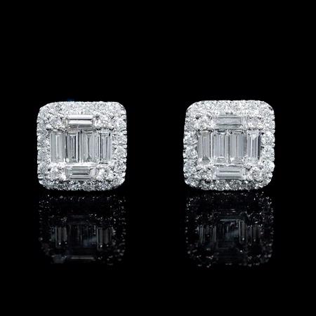 .80ct Diamond 18k White Gold Cluster Earrings
