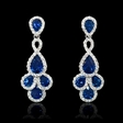 .57ct Diamond and Blue Sapphire 18k White Gold Dangle Earrings