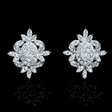 .86ct Diamond 18k White Gold Cluster Earrings