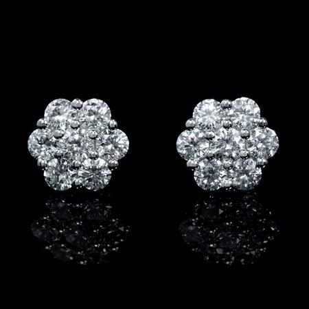 1.78ct Diamond 18k White Gold Cluster Earrings