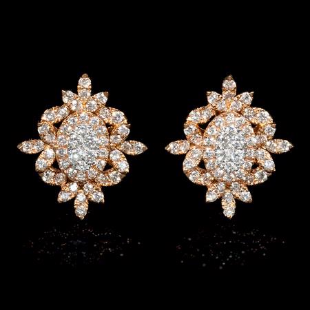 .85ct Diamond 18k Rose Gold Cluster Earrings