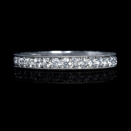 Diamond Antique Style Platinum Eternity Wedding Band Ring