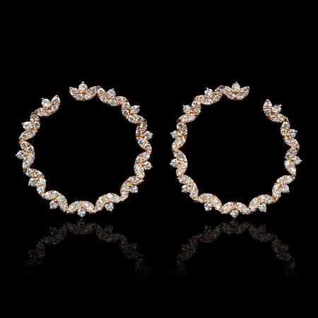 Diamond 18k Rose Gold Hoop Earrings